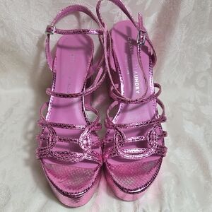 Chinese Laundry Metallic Pink Strappy Platform Shoes Heels